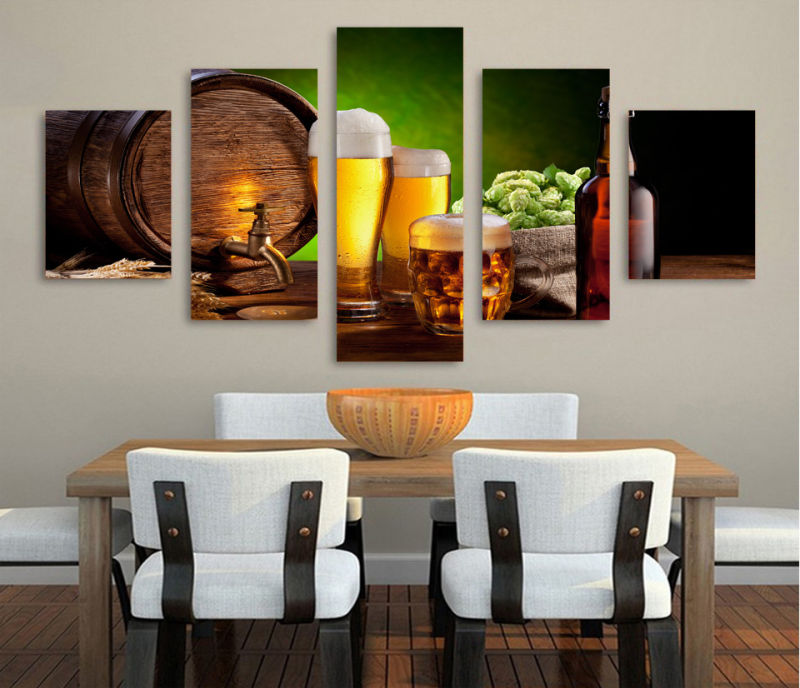 HD Printed Beer Barrel Bottle Hop Malt House Painting Canvas Print Room Decor Print Poster Picture Canvas Mc-099