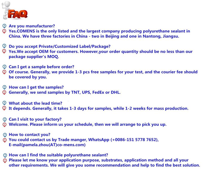 One Component Polyurethane Adhesive Sealant for Aluminum Window Buiding (Flexibond 8818)