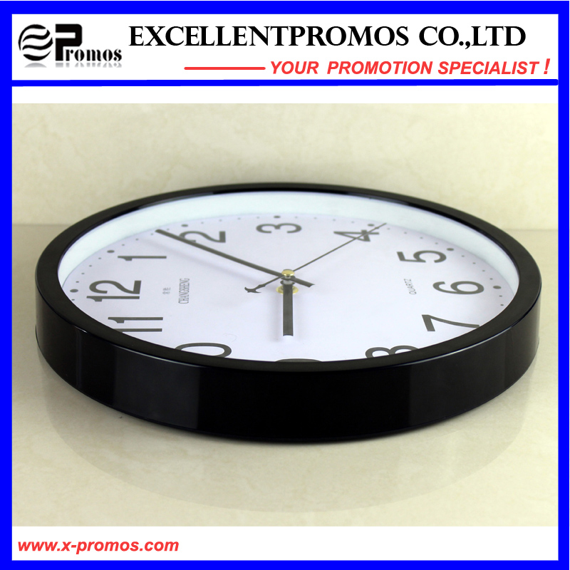 Gold Frame Logo Printing Round Plastic Wall Clock (Item12)