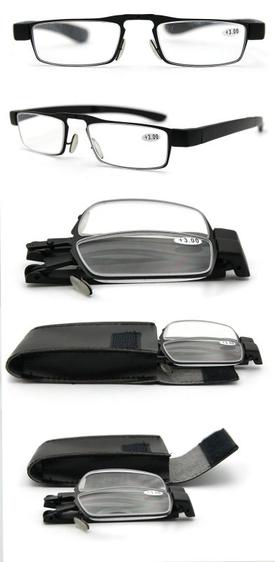 Folding Cheap Reading Glasses with Leather Bag