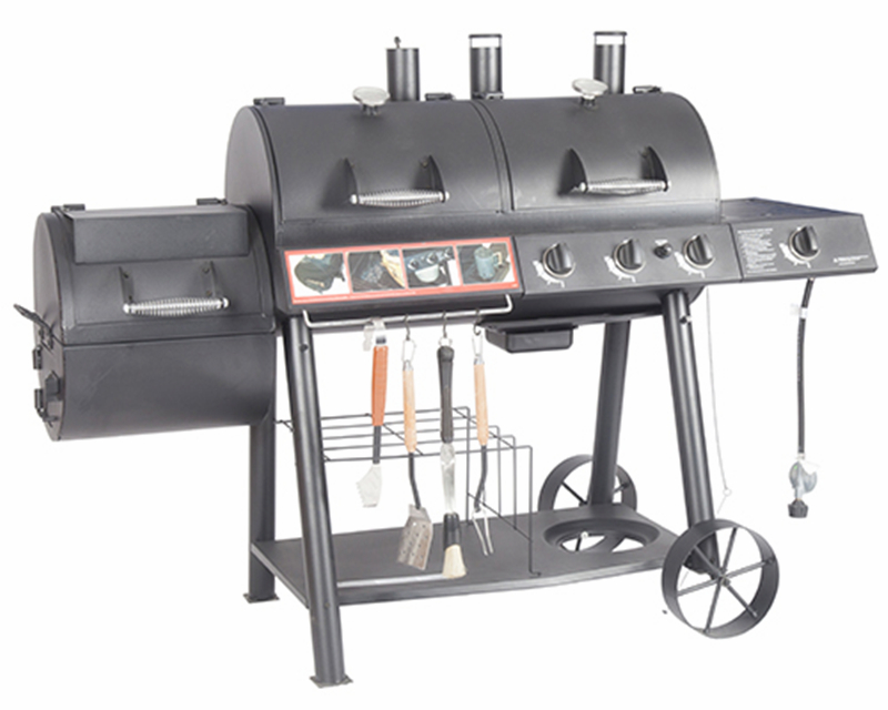 Multi-Function 2 in 1 Gas Charcoal BBQ Smoker with Ce CSA