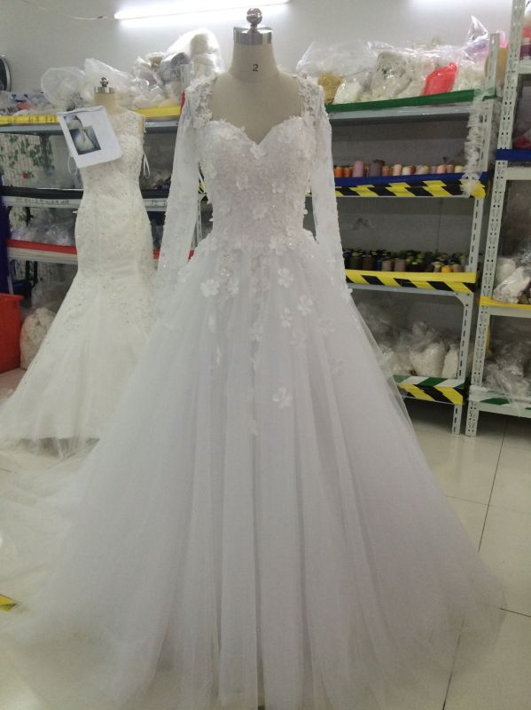 Aoliweiya Customize Bridal Wedding Dresses with Flower Appliques