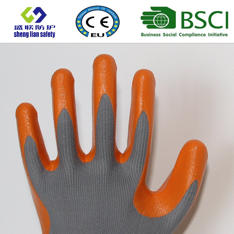 13G Polyester Shell with Nitrile Coated Work Gloves (SL-N106)