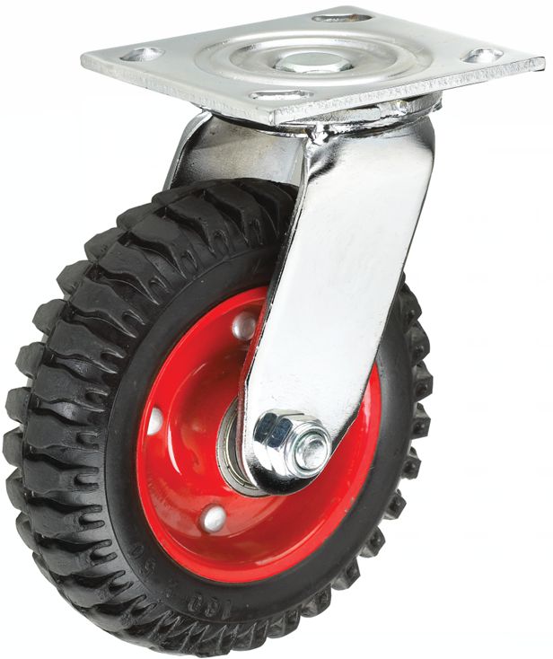 8inch Heavy-Duty Rubber Wheel Caster Without Brake