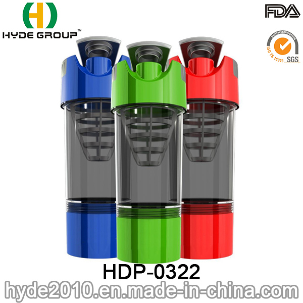 600ml Wholesale Plastic Protein Shaker Bottle, BPA Free PP Plastic Cyclone Cup (HDP-0322)