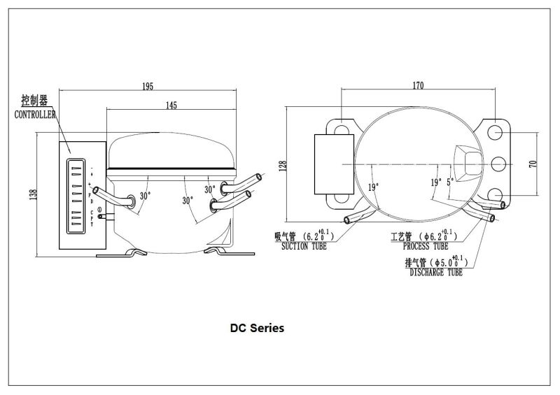 New Design High Efficiency DC Compressor 12V 24V Compressor Qdzh25g R134A Lbp Mbp