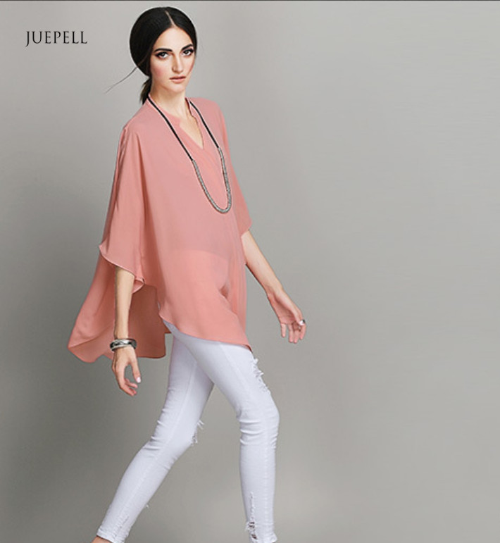 Simple Style Summer Fashion Ladies' Chiffon Loose Blouse