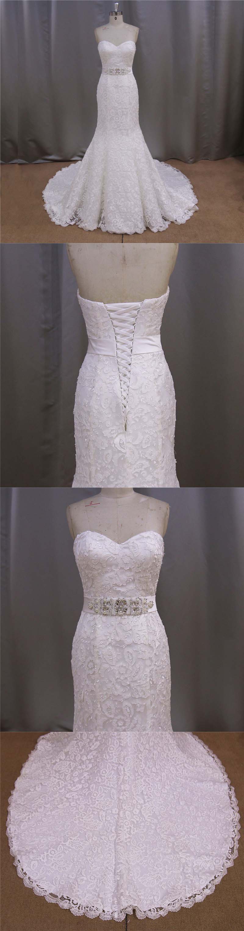 Appliqued Mermaid Full Lace Wedding Dresses