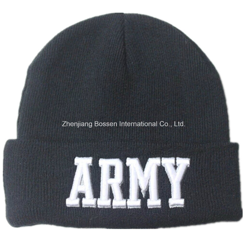 OEM Produce Customized Logo Sports Embroidered Acrylic Winter Knitted Beanie Cap