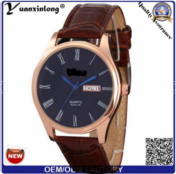 Yxl-513 2016 New Fashion Casual Round Dial Leather Strap Men Watch Hot Watch, Stock Available Wristwatch, Fashionable Wristwatch