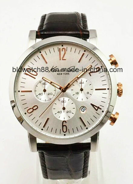 Custom Sports Gold Tone Leather Band Automatic Wrist Watch Men