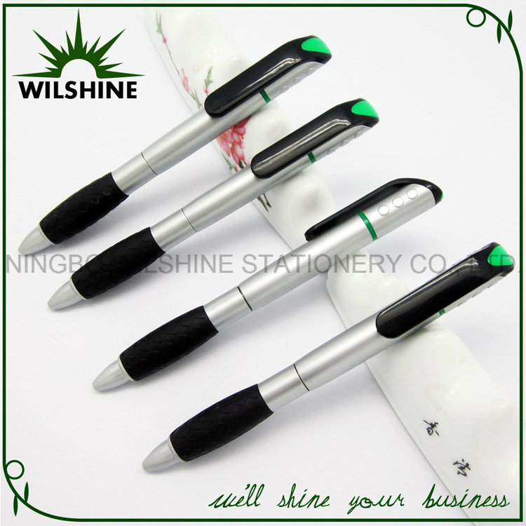 Silver Plastic Ballpoint Pen with Highlighter for Promotion (BP0212S)