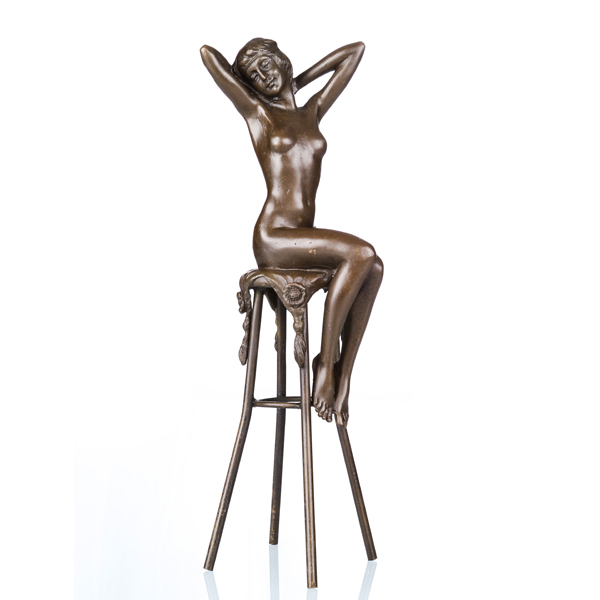 Nude Female Figure Metal Craft Naked Lady Home Deco Brass Statue TPE-467