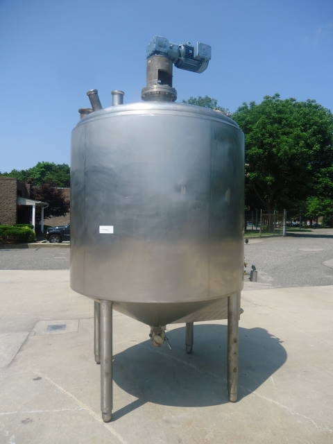 1, 100 Gallon Stainless Jacketed Vertical Mix Tank, Cone Bottom