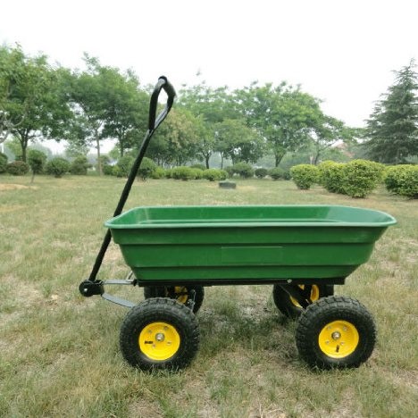 75L Garden Cart Heavy Duty 4 Wheel Trolley Dump Wheelbarrow Tipper Trailer Tipping Truck