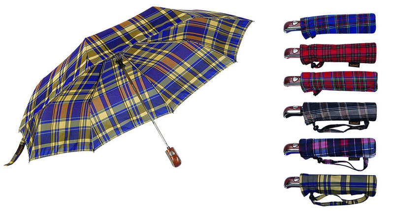 Check Fabric 3 Fold Automatic Umbrella (YS-3FA22083009R)