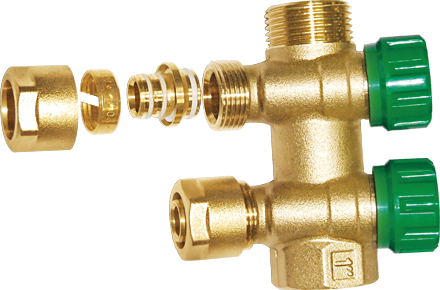 Brass 2-Way Manifolds with Plastic Caps (a. 0181)