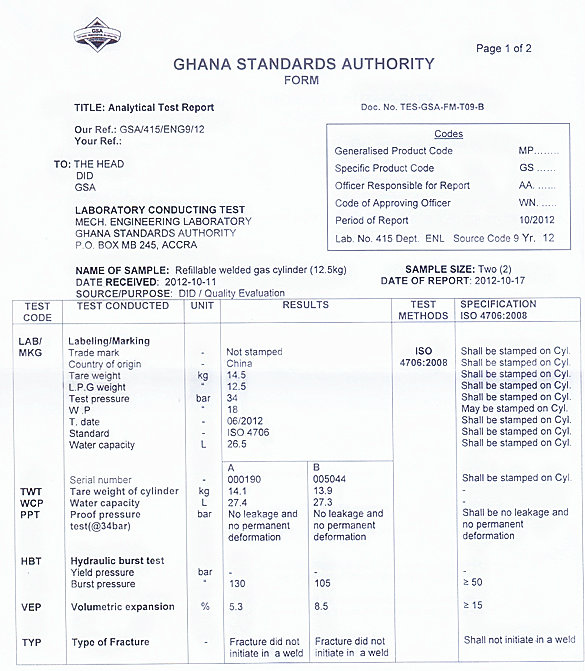 LPG Gas Cylinder&Steel Gas Tank (12.5kga)