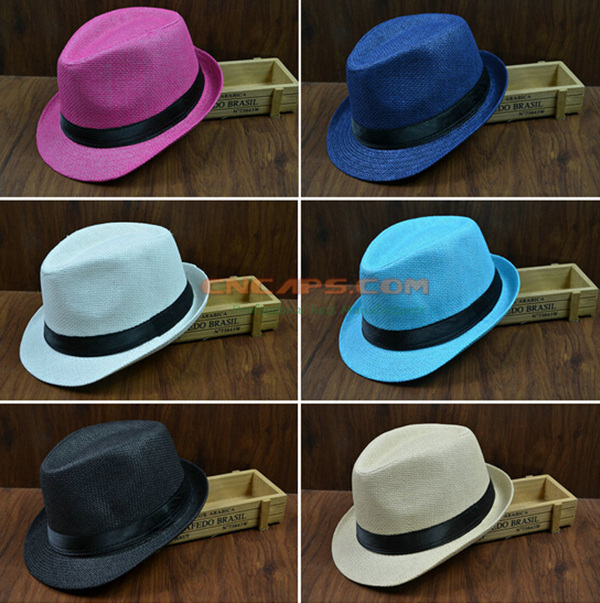 Fedora Straw Hat Wholesale - 8 Colors Can Be with Belt