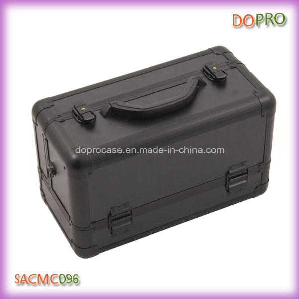 Whole Black Hard Side Aluminum Cosmetic Case (SACMC096)