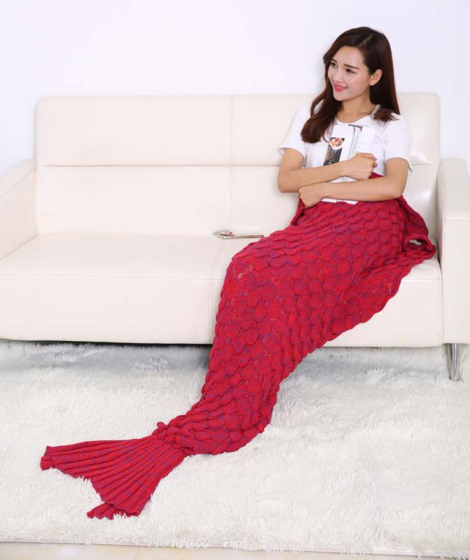Mermaid Tail Blanket (74.86X35.46 inch) , Not Home Warm and Soft Knitted Mermaid Blanket for Kids and Adults