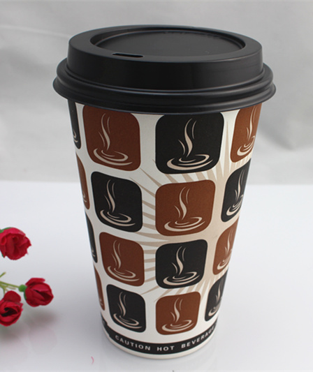 16oz Disposable Single Wall Coffee Paper Cup with Lids/Cover