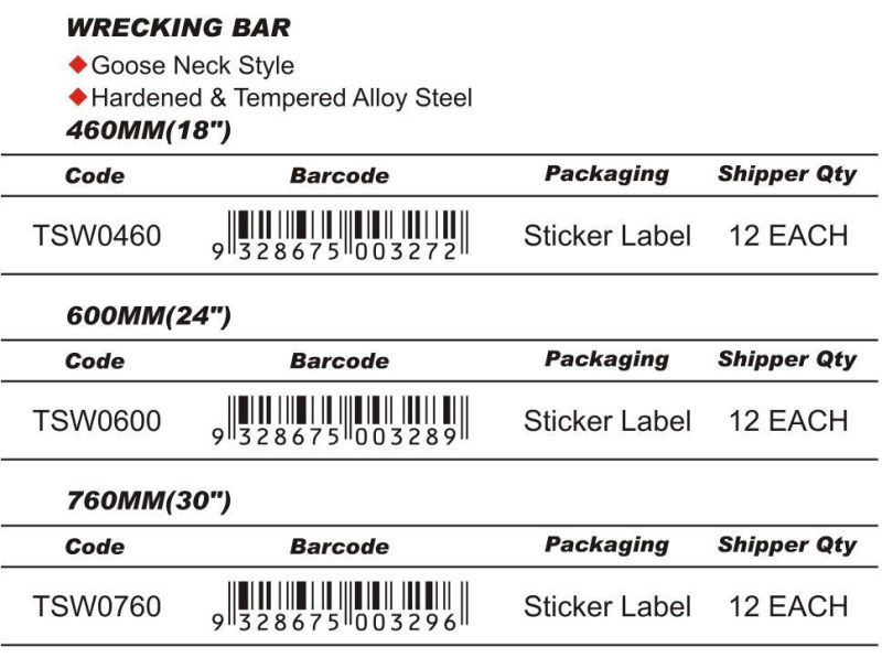 Hand Tools Wrecking Bar 460mm Construction DIY