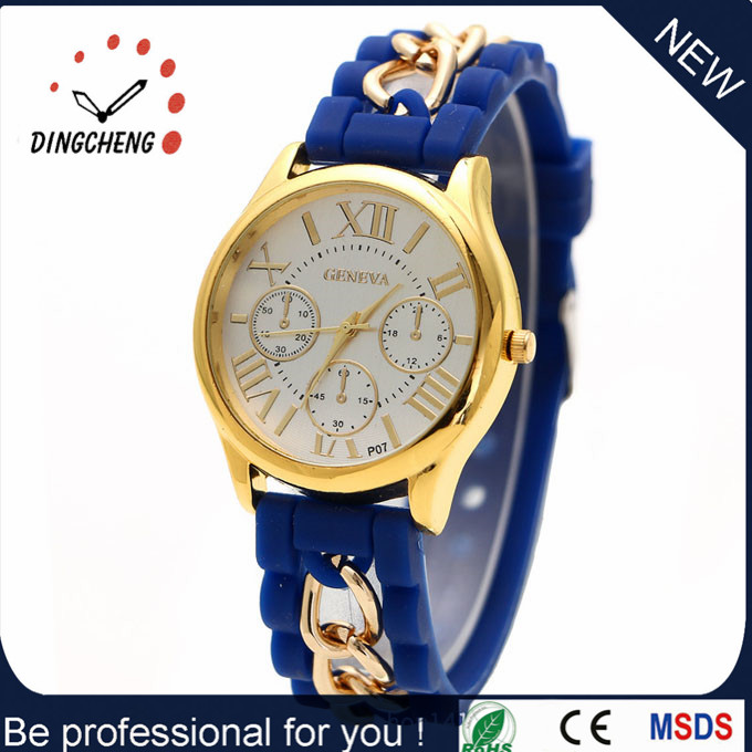 2016 Hot Sale Silicone Watch for Women Running Move with Diamond Silicone Bracelet Watch (DC652)