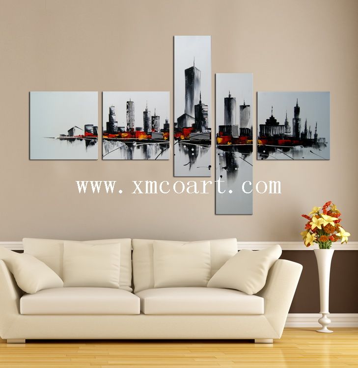 Modern Group Building Oil Paintings on Canvas