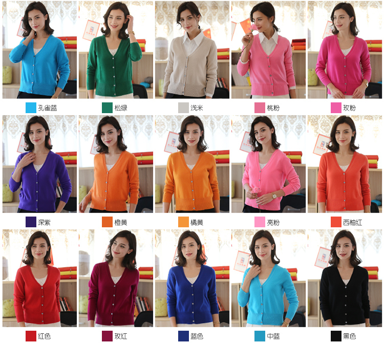 Wholesale Button Cardigan Style 100% Women Cashmere Sweater