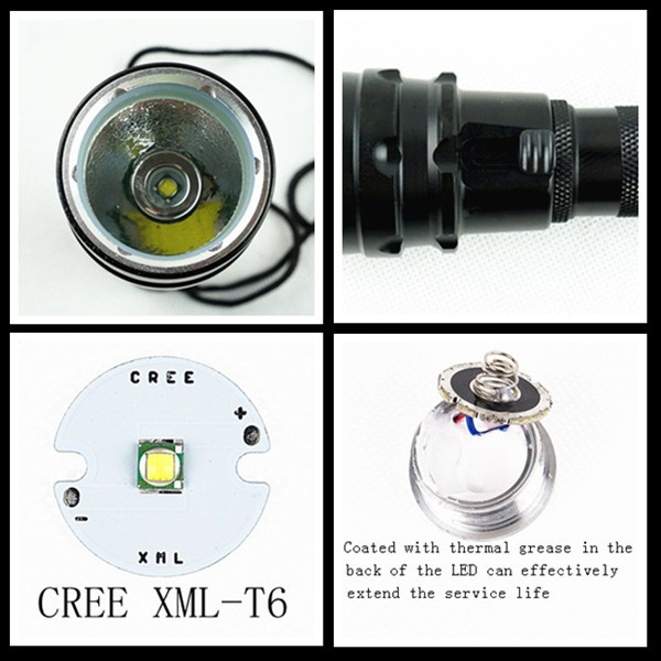 CREE Xml-T6 LED Super Waterproof Diving Flashlight Torch