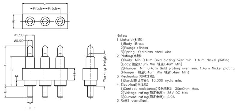 Pogo Pin Connector for PCB Terminal