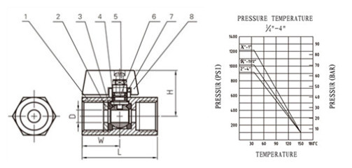 Female Threaded 316 Mini Ball Valve Pn63 3/8