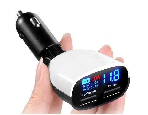 LED Display Voltage and Current 3.4A Dual USB Car Charger for iPhone 6, 6 Plus, 5 Samsung S6, S6 Edge and Android Devices