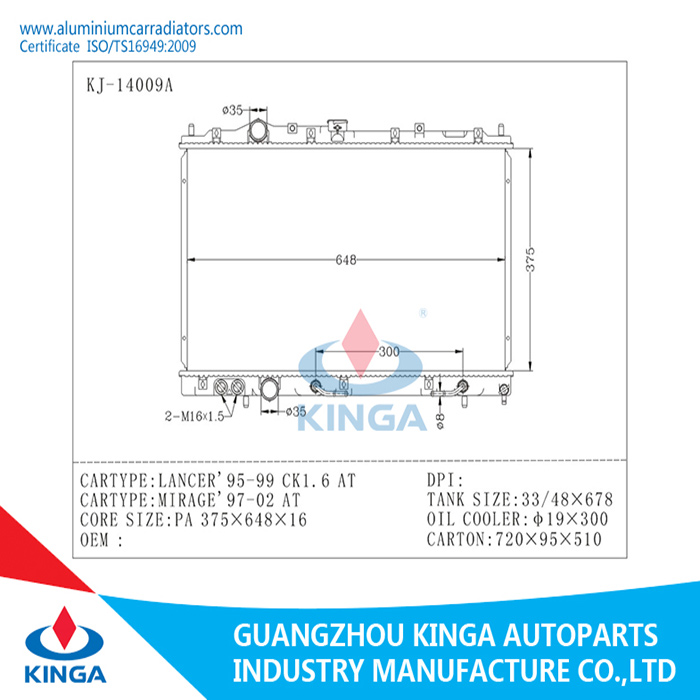 Smart Engine Radiator for Mitsubishi Lancer'95-99 Ck1.6/Mirage'97-02