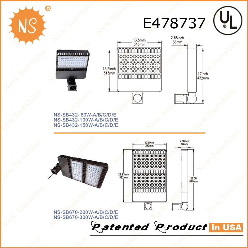 UL Dlc 80W LED Packing Lot Light