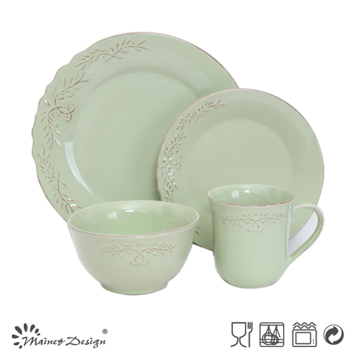 Elegant with Embossed Different Colorful Stoneware Dinner Set