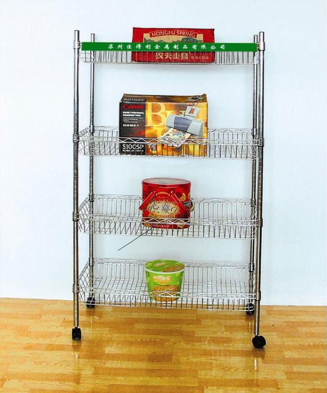 Multifunctional Modern Adjustable Chrome Metal Basket Rack for Home (BK603590A4CW)