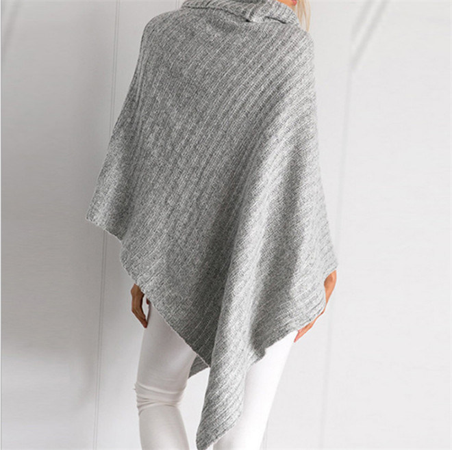 Wholesale Stand Collar Poncho Pullover Sweater for Women