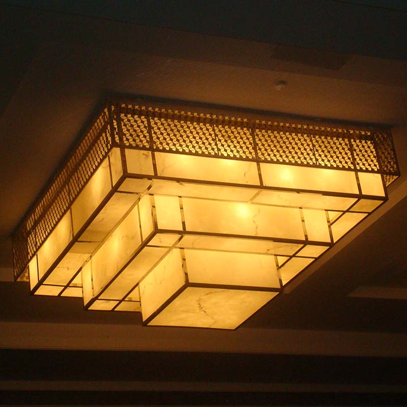 High Quality Hotel Decorative Multilayer Square Resin Ceiling Lamp