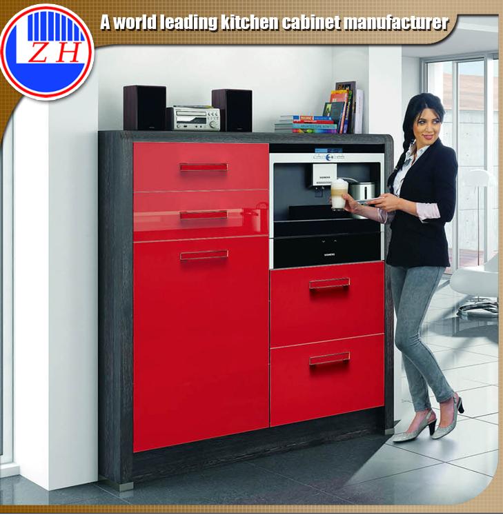 UV Coated Red Kitchen Base Cabinet