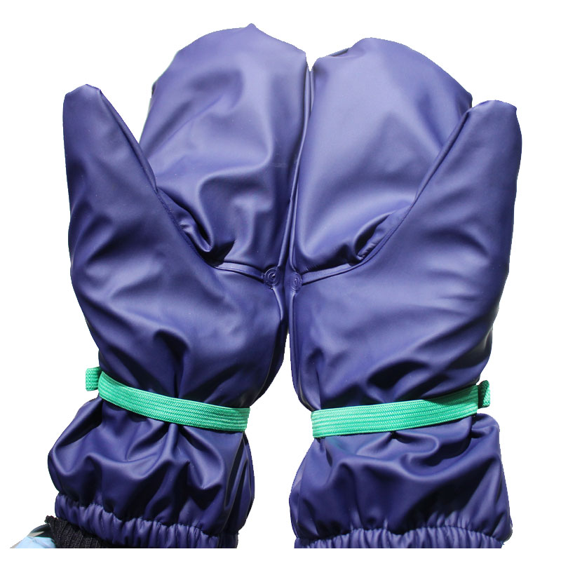 Solid Blue Star Fleece Lining PU Rain Mitten for Baby/Child