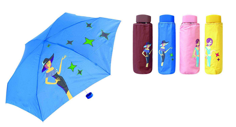 City Girl Print 3 Fold Manual Compact Umbrella (YS-3F21083002R)