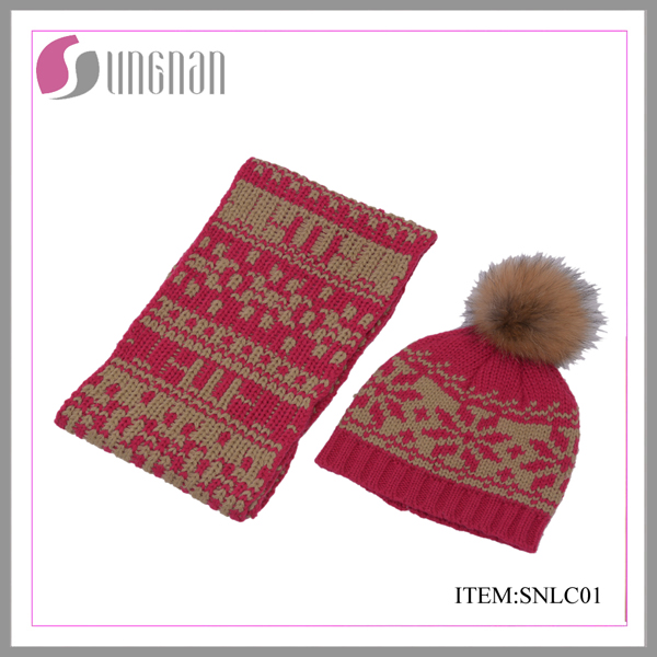 2015 Latest Children Warm Jacquard Scarf and Hat Suit (SNLC01)