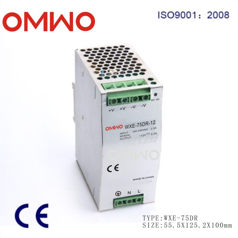 LED Single Output DIN Rail Power Supply Wxe-75dr-48