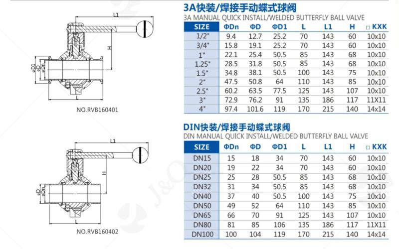 Sanitary Stainless Steel Butterfly Ball Valves