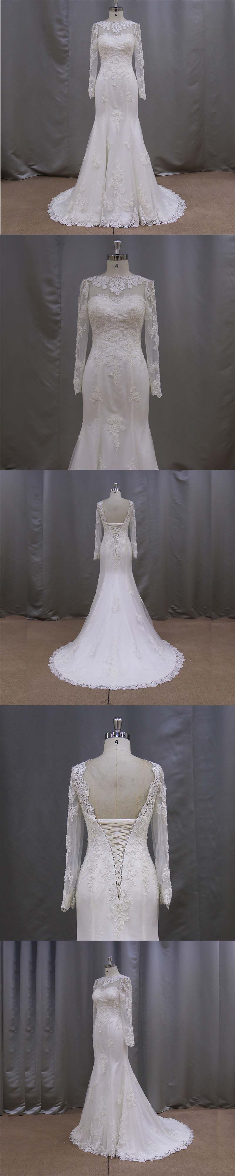 Long Sleeve Mermaid Real Sample Wedding Dress