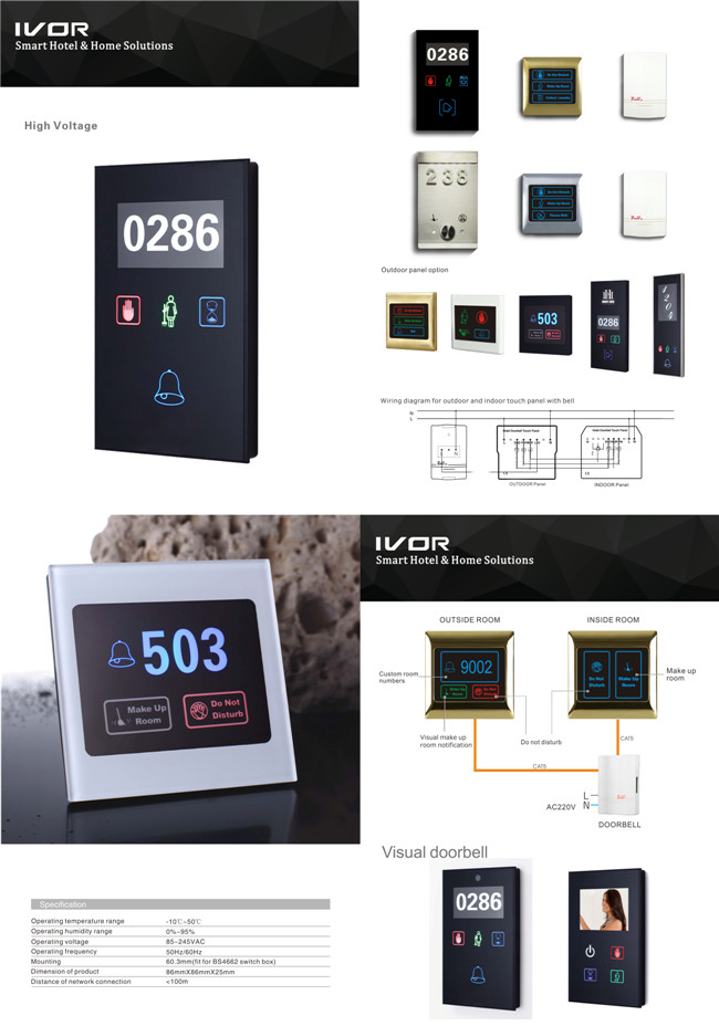 Hotel Doorbell System Indoor Panel in Acrylic Outline Frame (SK-dB100SIN2-S)