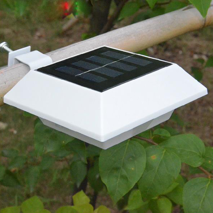 Solar Power 4 LED Outdoor Lighting Products Garden Yard Gutter Fence Wall Mounted Lamp Path Light