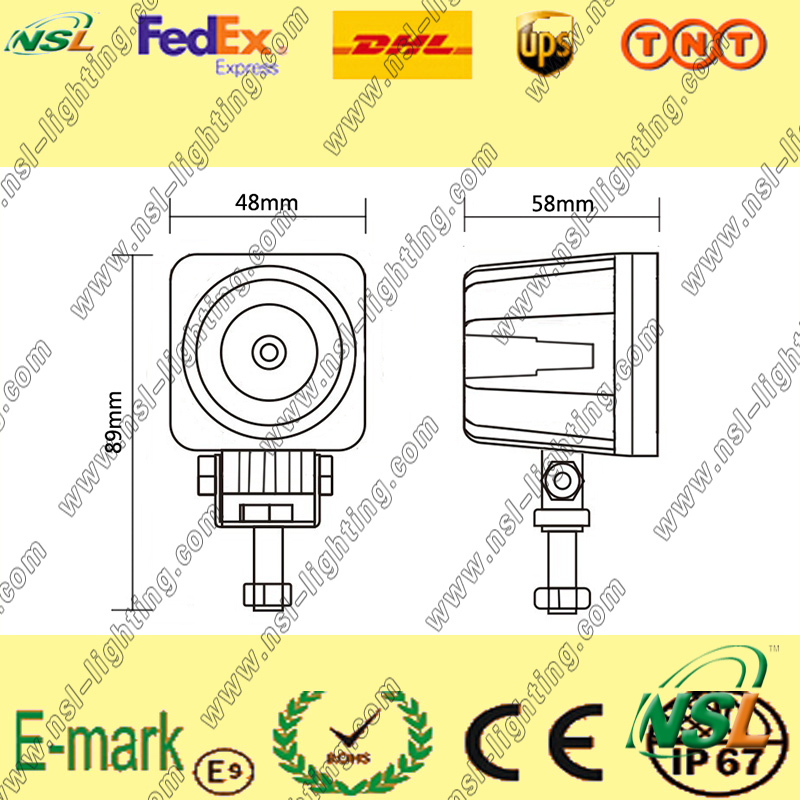 Hot Sale! ! 10W LED Work Light, 850lm LED Work Light, 12V DC LED Work Light for Trucks